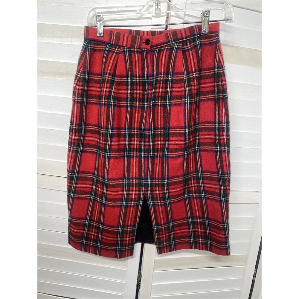 VTG Michele Skirt Women’s Red Plaid Wool Blend Lined Preppy USA Union Sz 8 Med - Picture 4 of 7